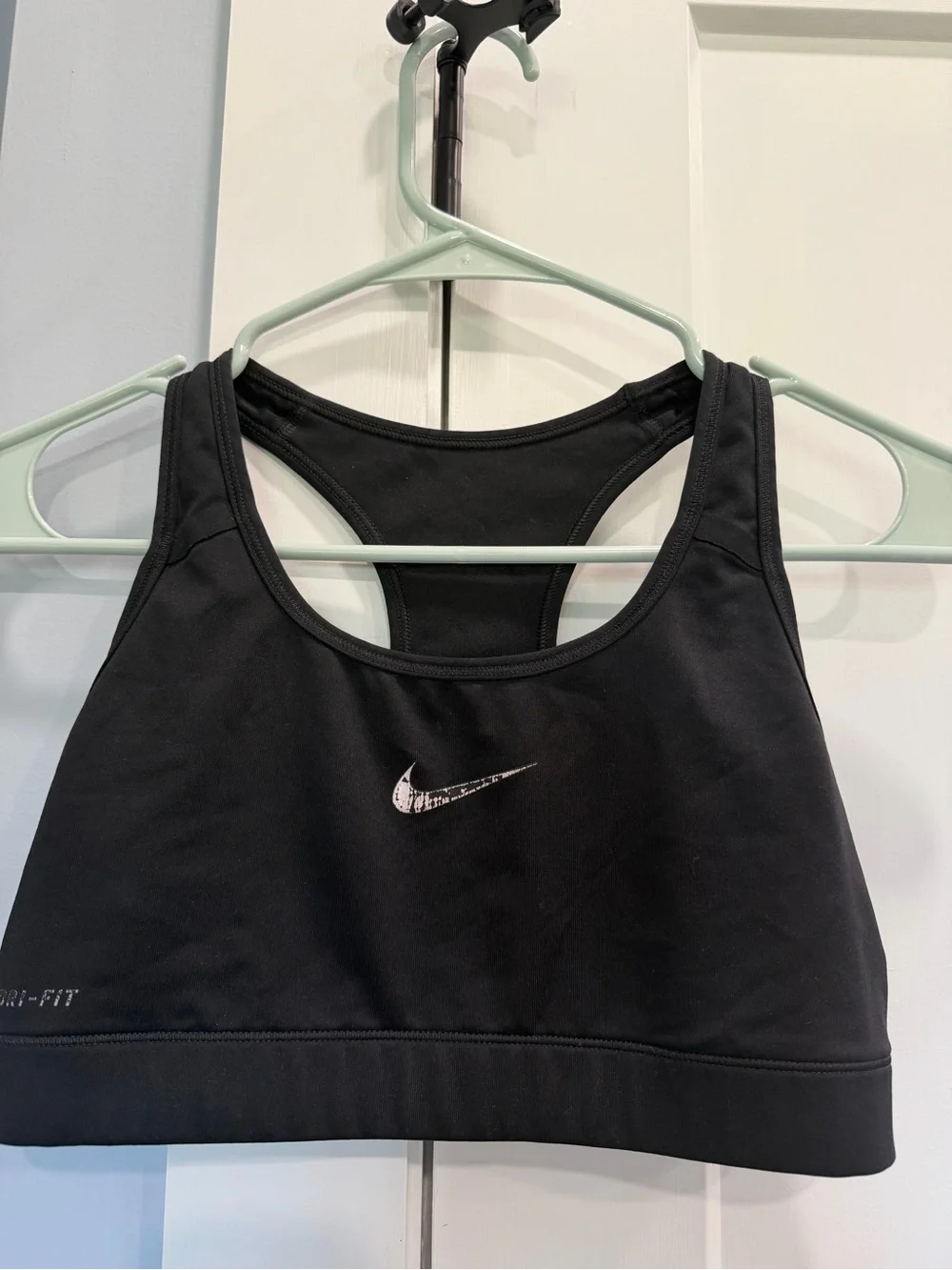 Nike Black Racerback Sports Bra with Silver Swoosh